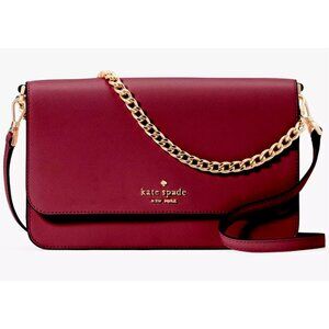 S Kate Spade Madison Flap Crossbody Bag Purple Leather Chain Purse KC430 NWT$349